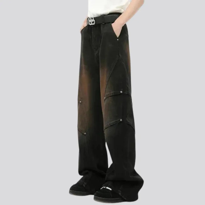 Retro creased boho men's jeans