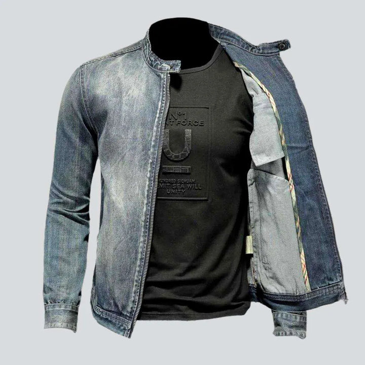 Vintage trendy biker denim jacket