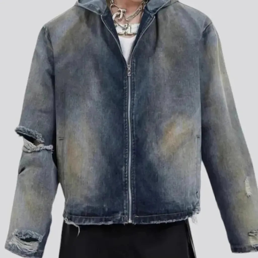 Fashionable grunge oversized men's denim jacket