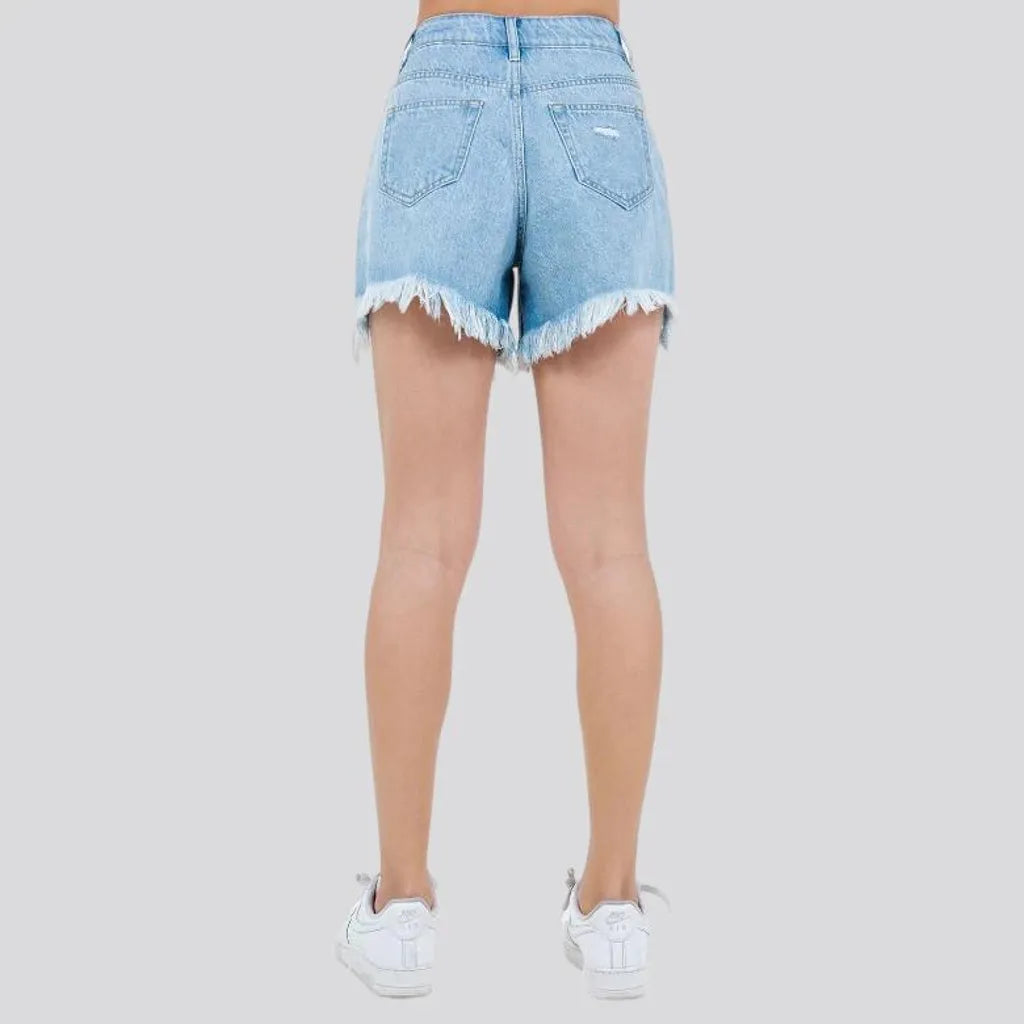 Light-wash straight denim shorts