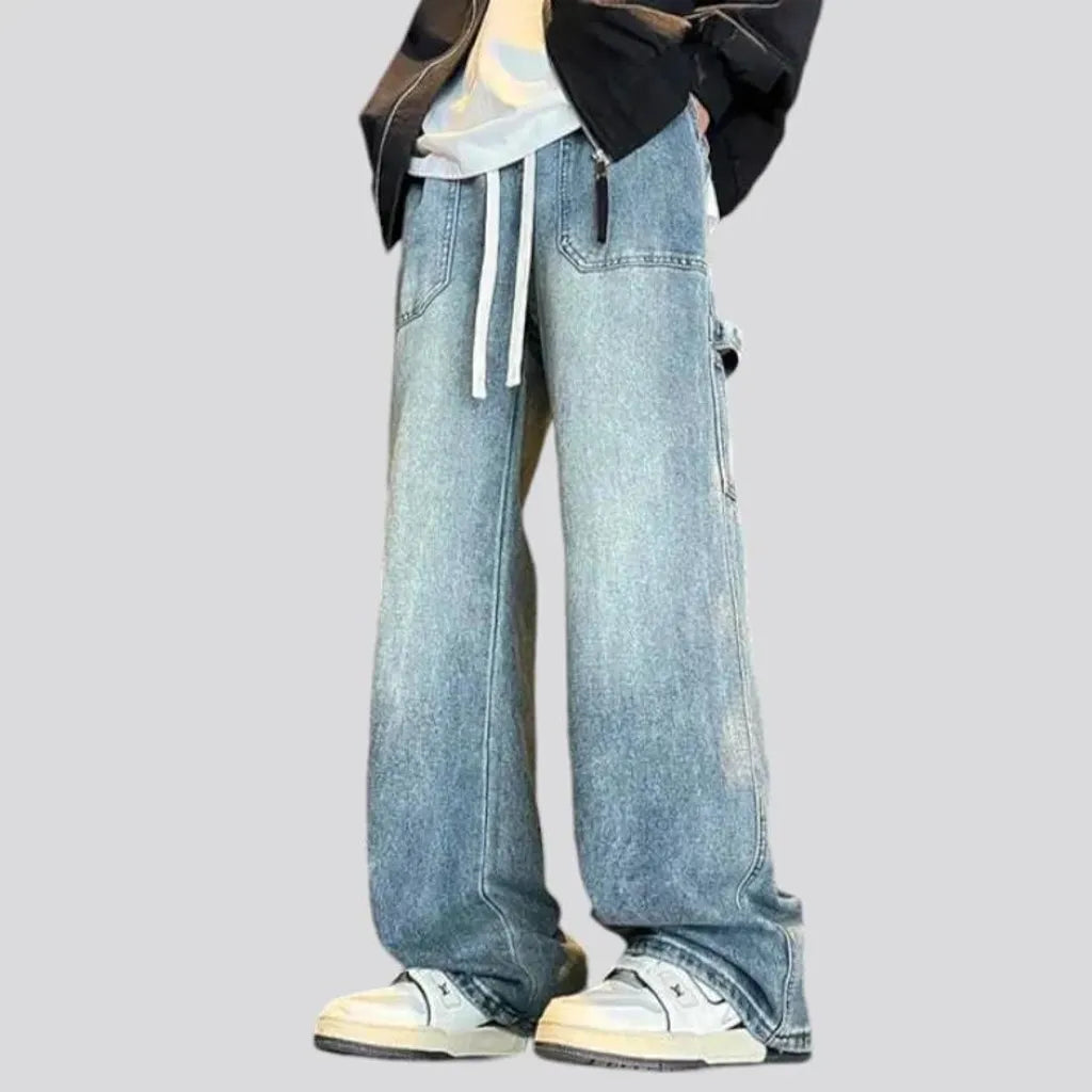 Faded vintage baggy men's jeans joggers