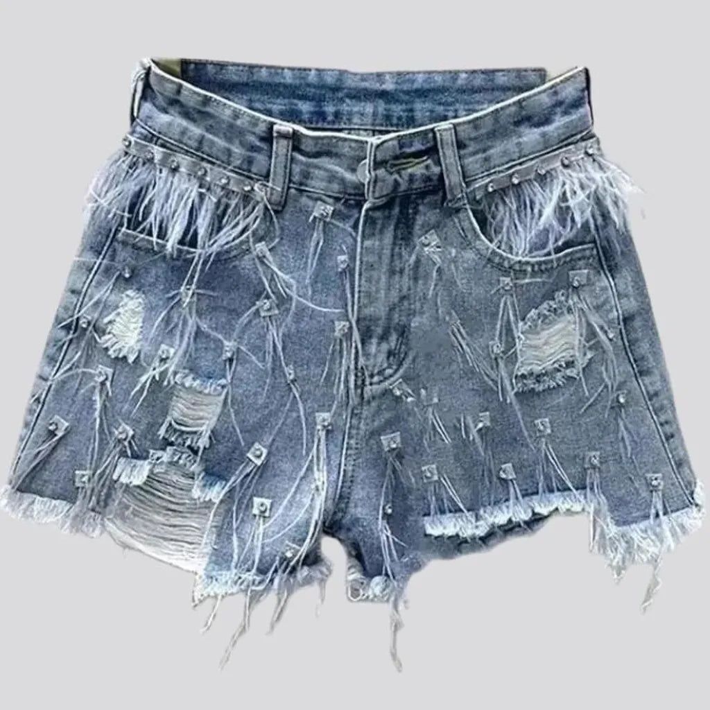Straight distressed denim shorts | Jeans4you.shop