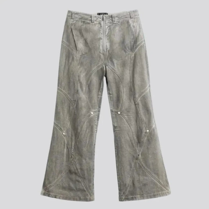 Boho style painted mid rise men's jeans