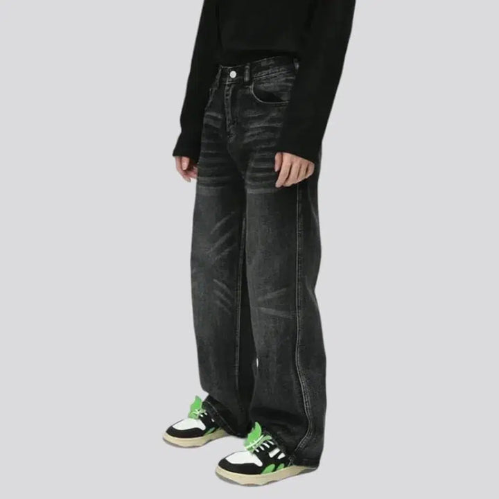 Black floor-length jeans
 for men