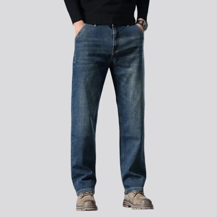 Abraded straight fit 90s style men's jeans