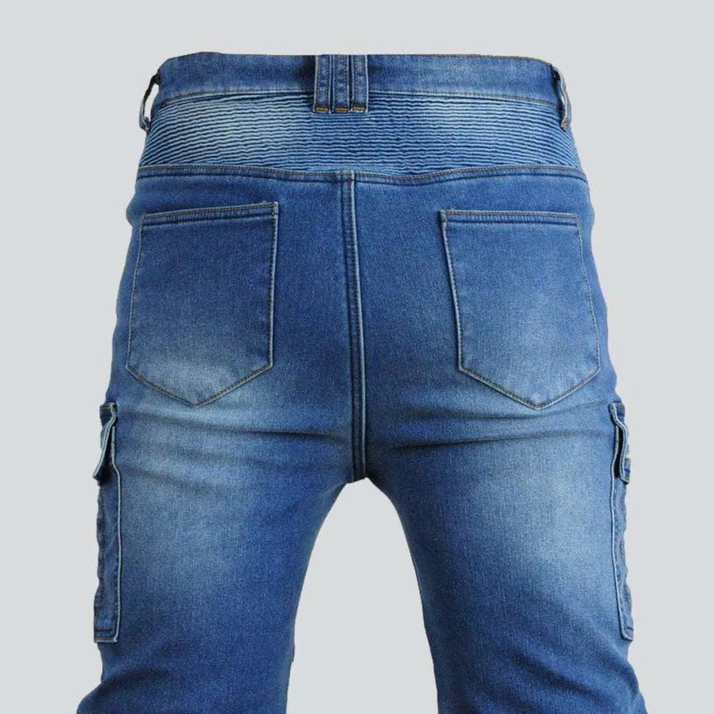 Warm blue men's biker jeans