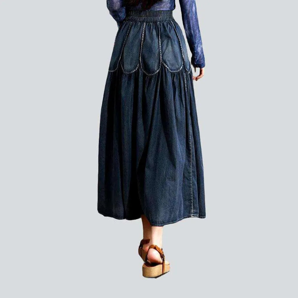 Tiered high-waist women's jeans skirt