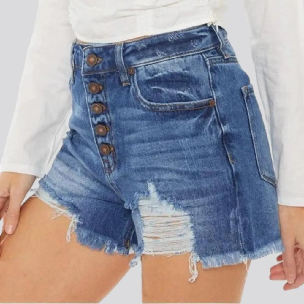 Sanded jean shorts
 for ladies