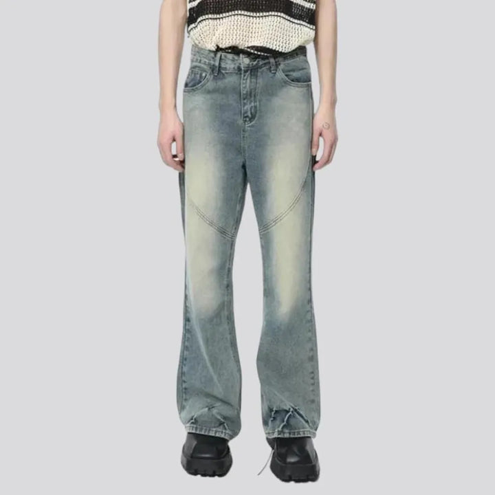 High-waist round-front-seams jeans
 for men