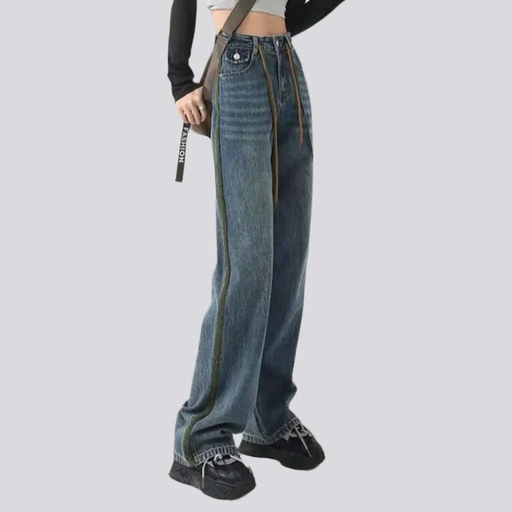 Straight zipper-button jeans