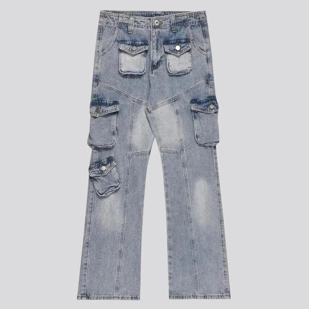 Sanded cargo fit vintage men's jeans