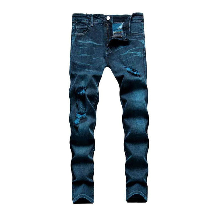 Electric blue men's ripped jeans