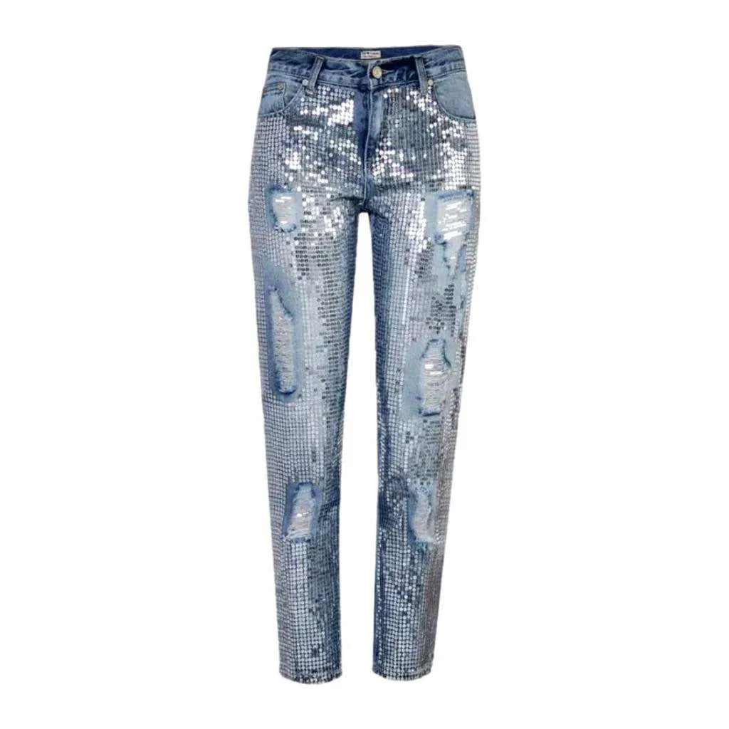 Embellished mid-waist jeans
 for ladies
