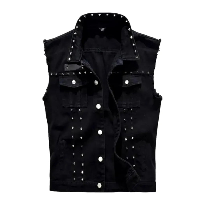 Embellished y2k denim men's vest