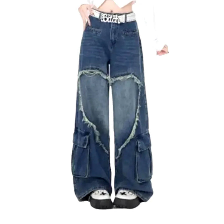 Embroidered baggy jeans for ladies