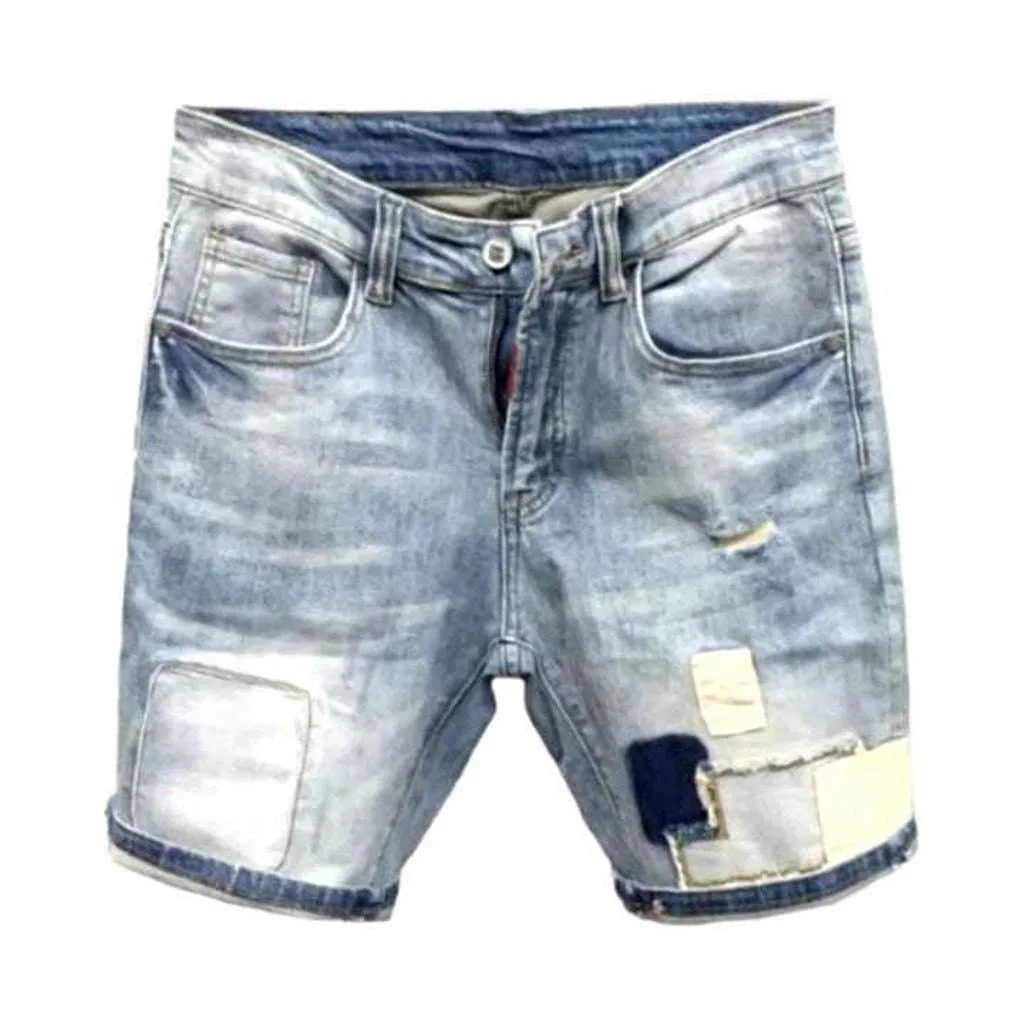 Embroidered bermuda men's denim shorts