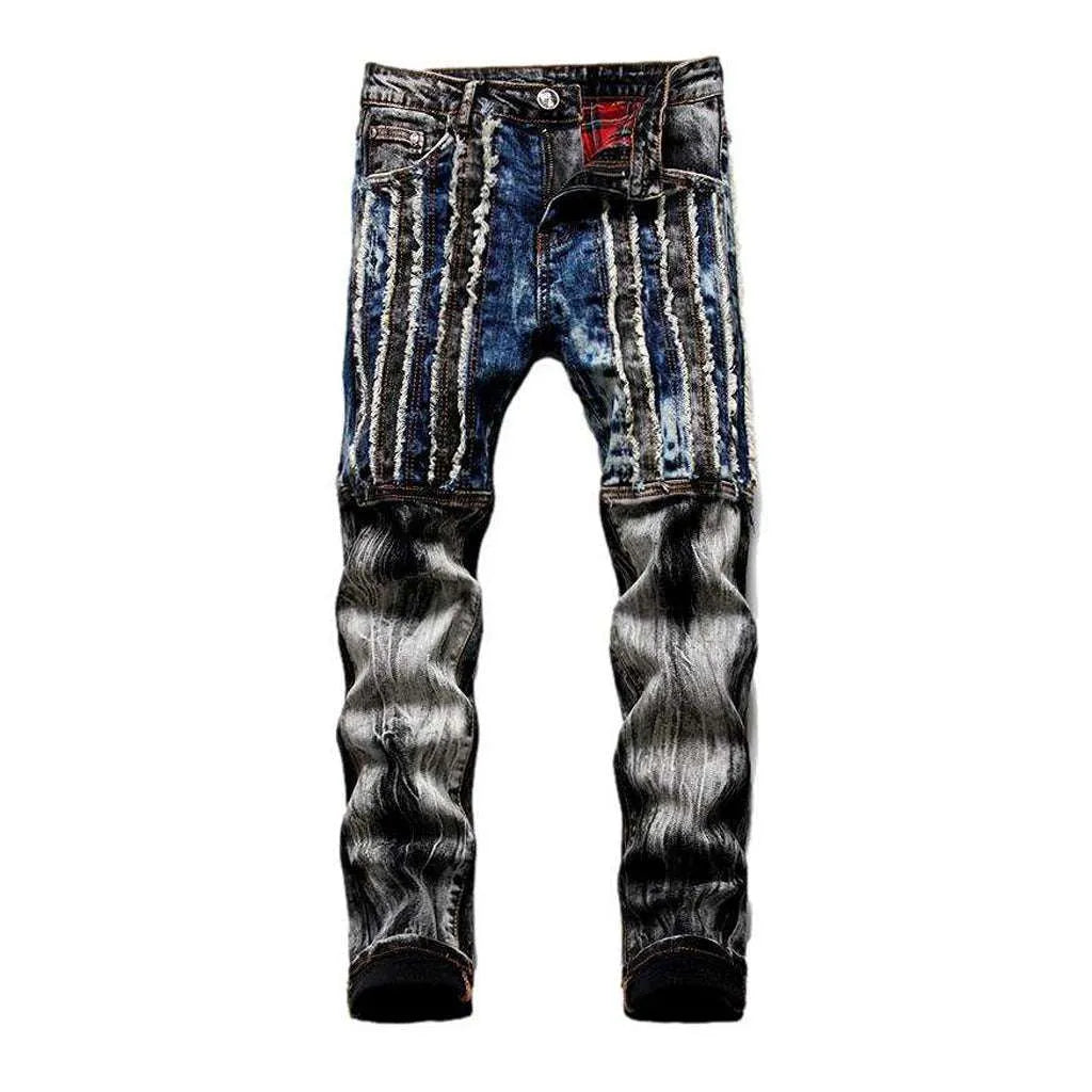 Embroidered patch vintage men's jeans
