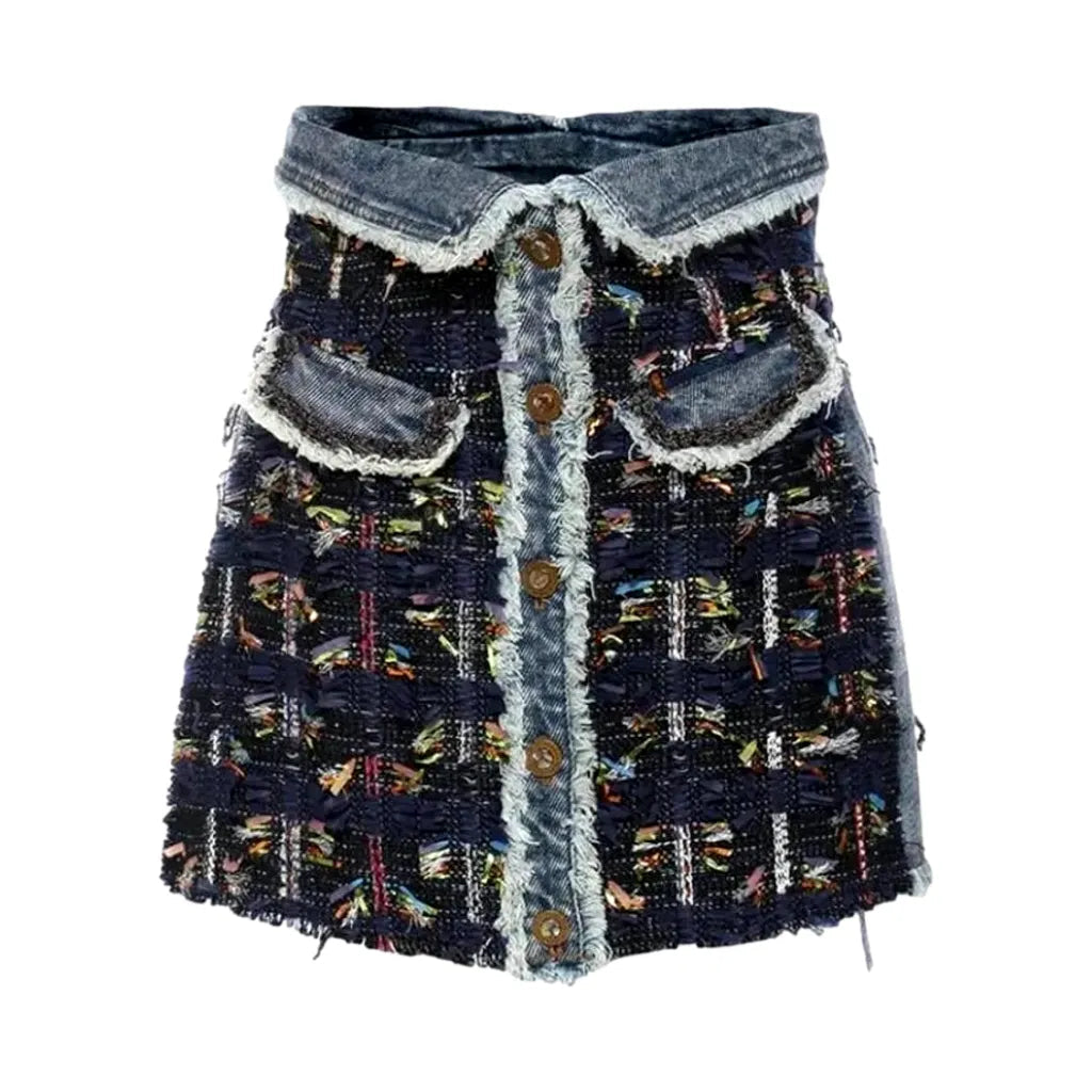 Embroidered women's denim skirt