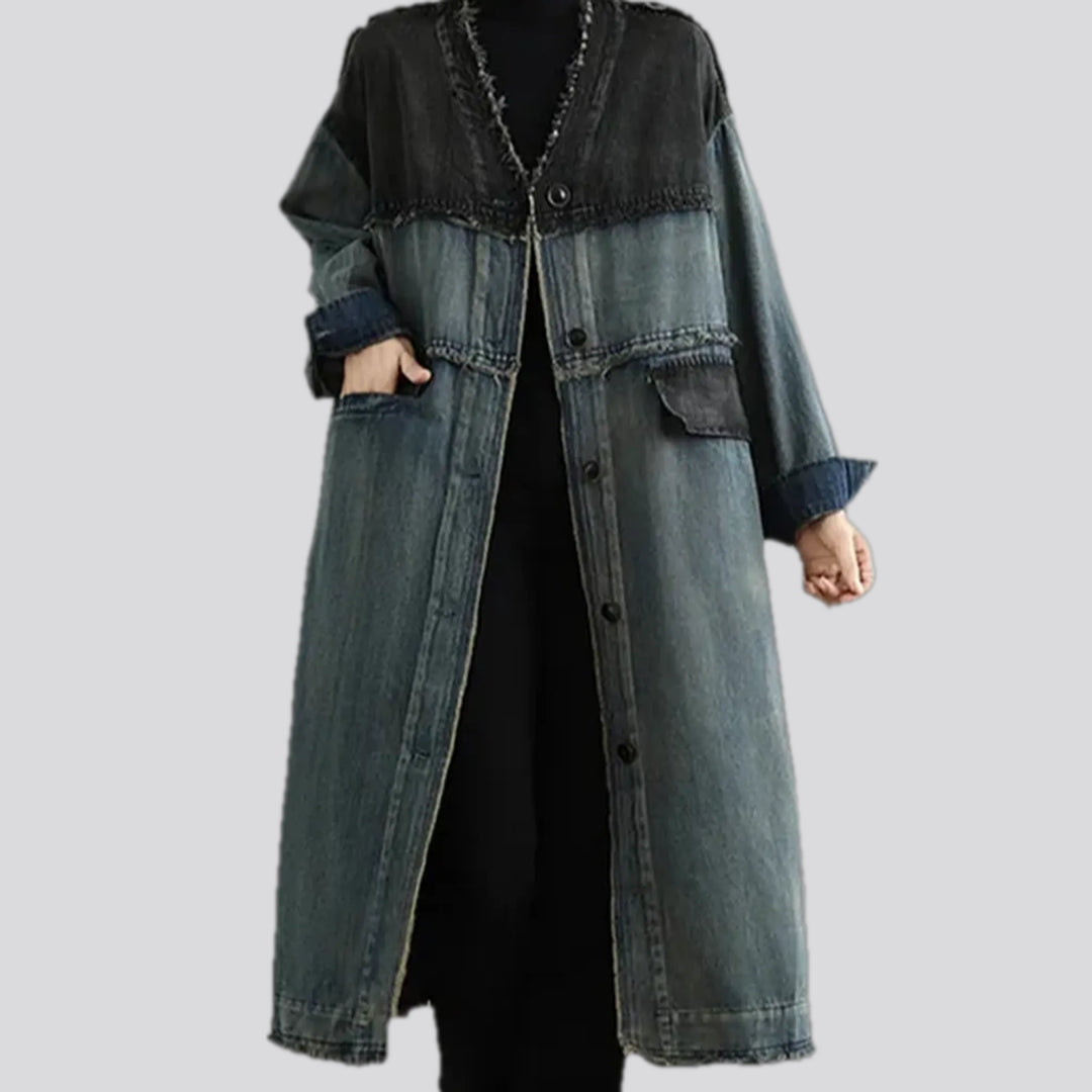 Extra-large Mixed Pattern Women's Denim Coat | Jeans4you.shop