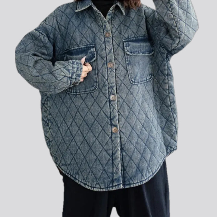 Extra-large Quilted Denim Chore Jacket for Women | Jeans4you.shop