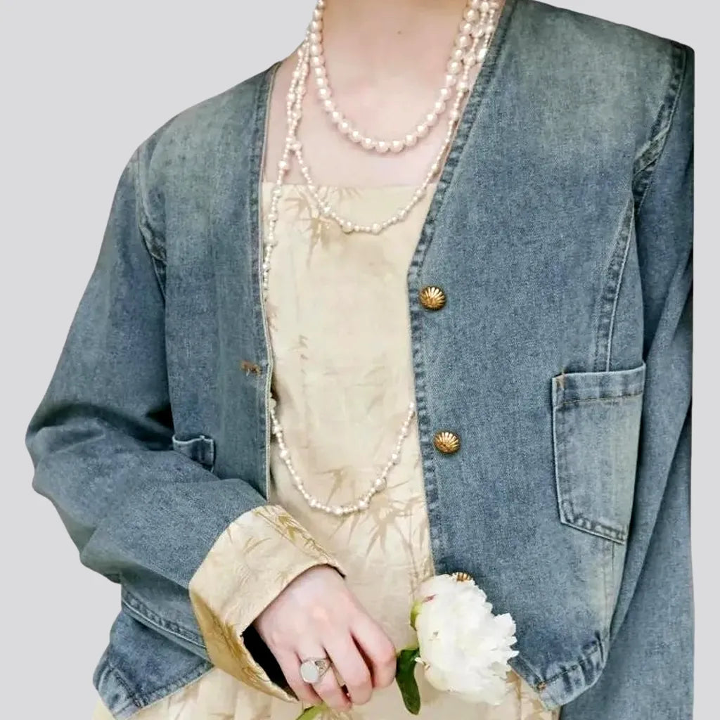 Extra-large Washed Out Women's Denim Jacket | Jeans4you.shop