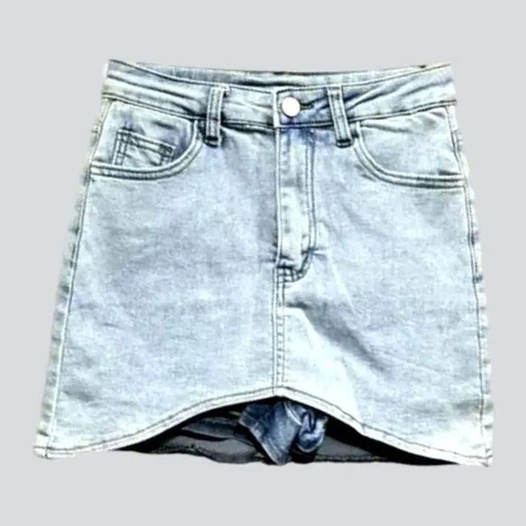 Mid-waist mini jean skort
 for ladies