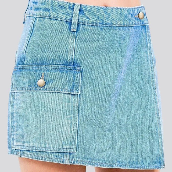 Trendy mid rise denim jeans skort