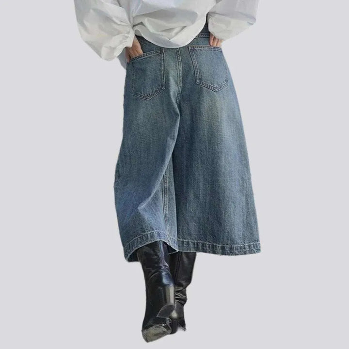 Whiskered culottes jeans pants
 for ladies