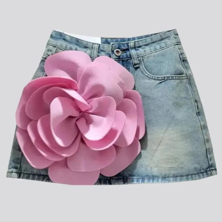 Embellished jean skort
 for women
