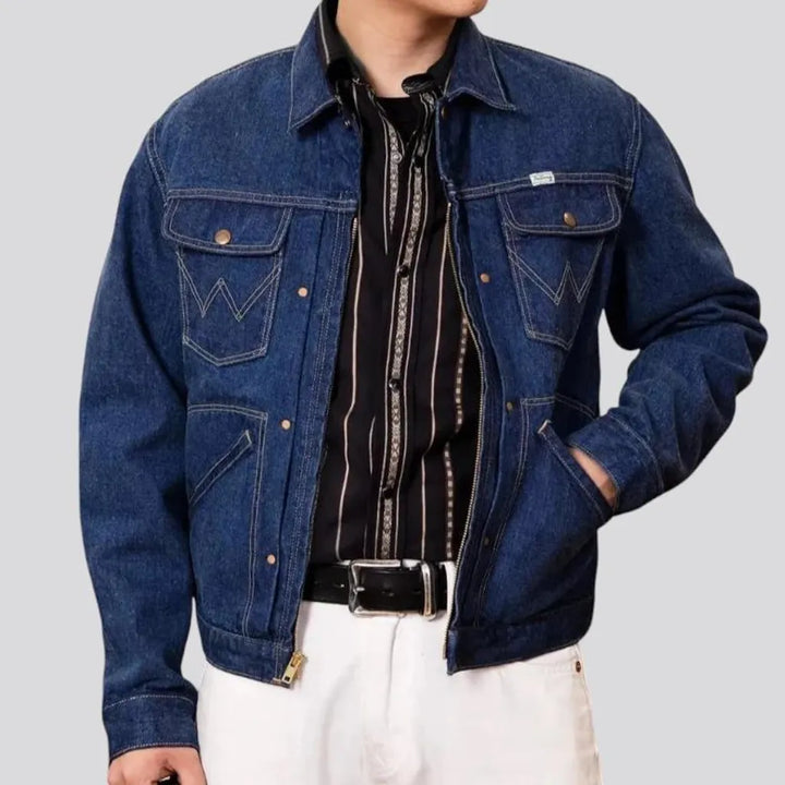 Regular fit selvedge decorative men's jeans jacket