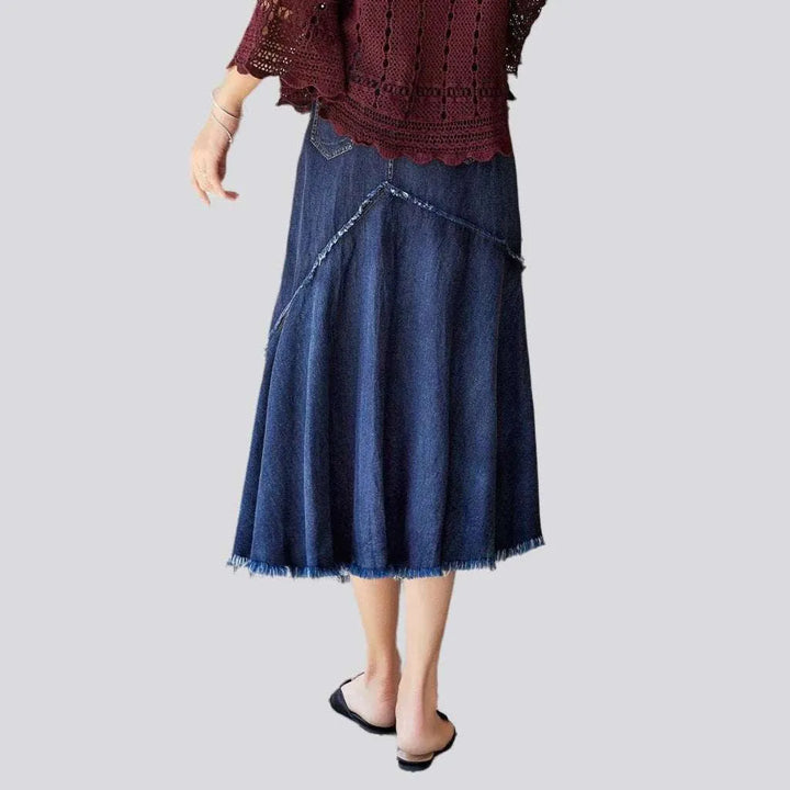 Flower embroidery denim skirt
 for women