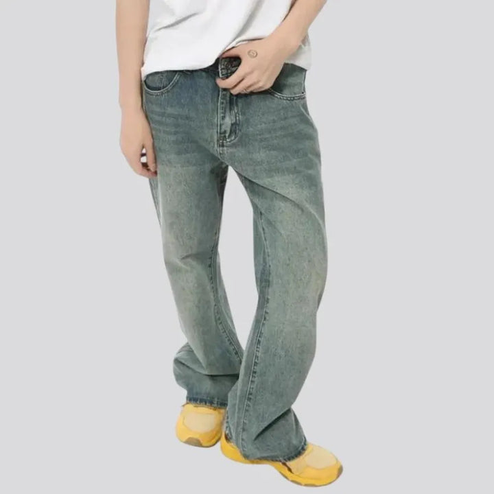 90s fashion roomy sanded men's jeans