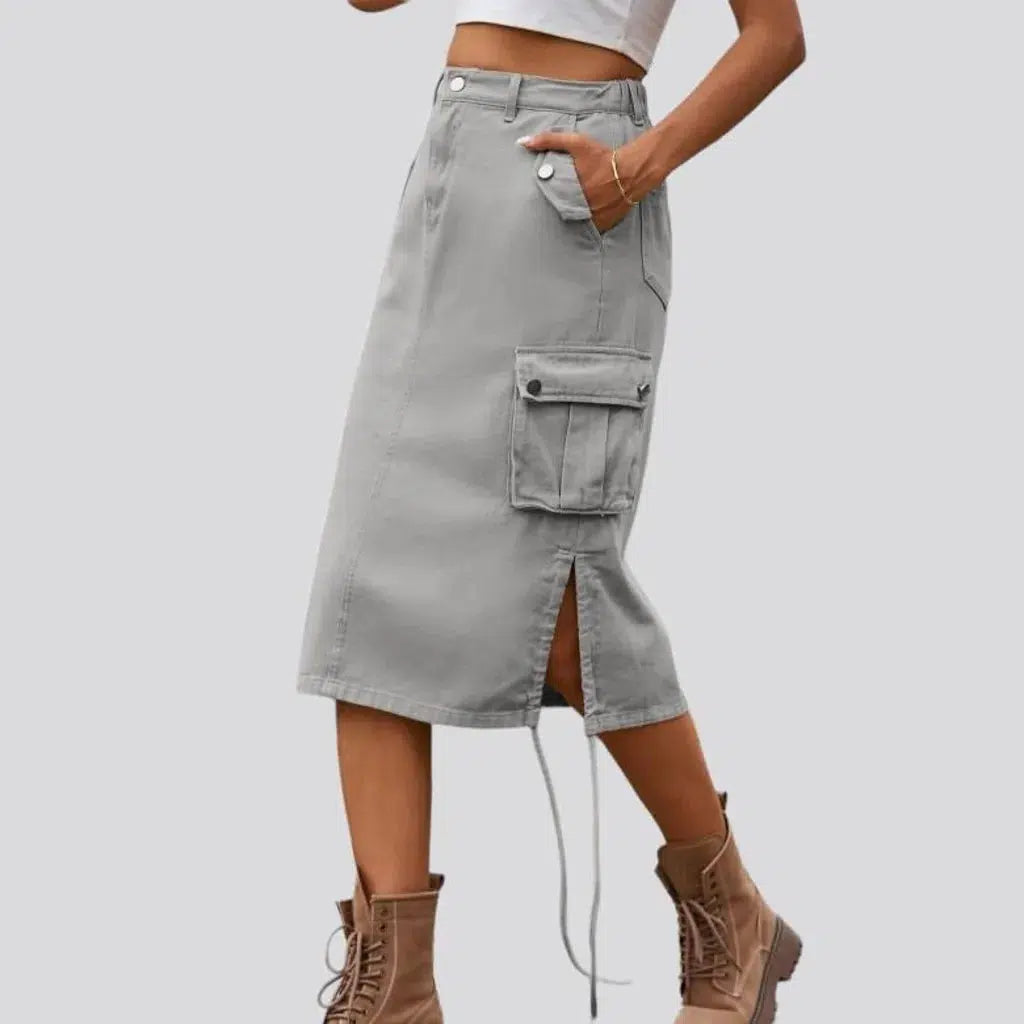High-waist cargo jeans skirt
 for ladies