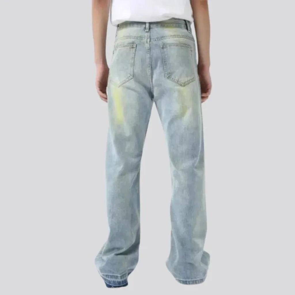 Light wash painted vintage men's jeans