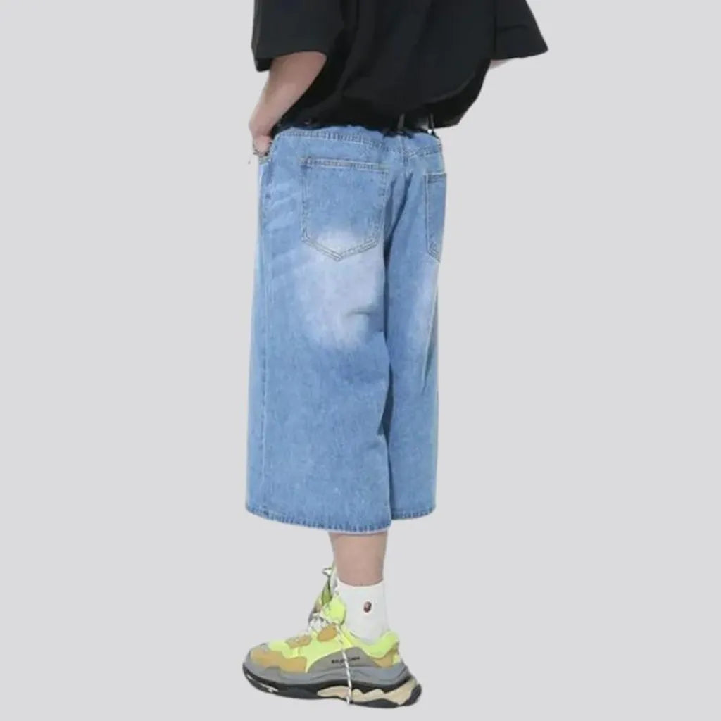 Sanded high-waist denim shorts
 for men