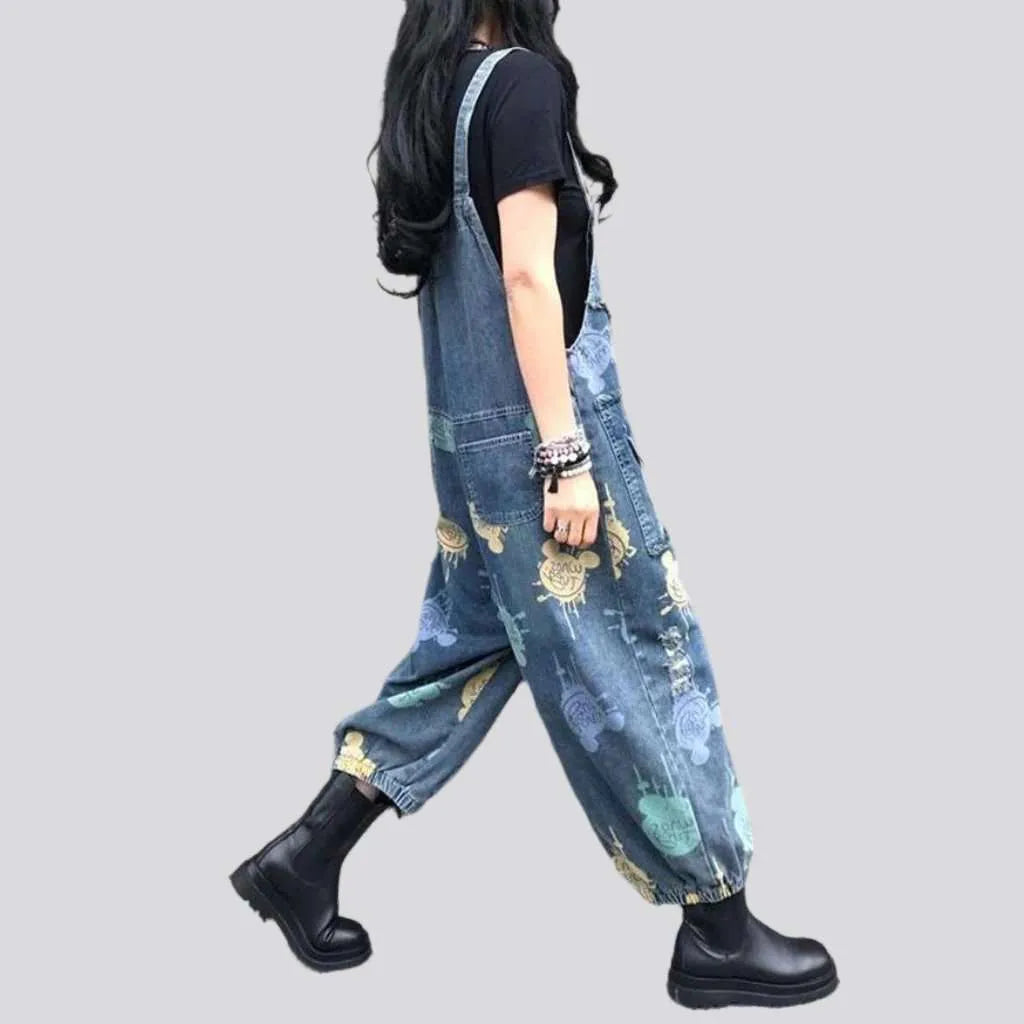Baggy painted jeans jumpsuit
 for women