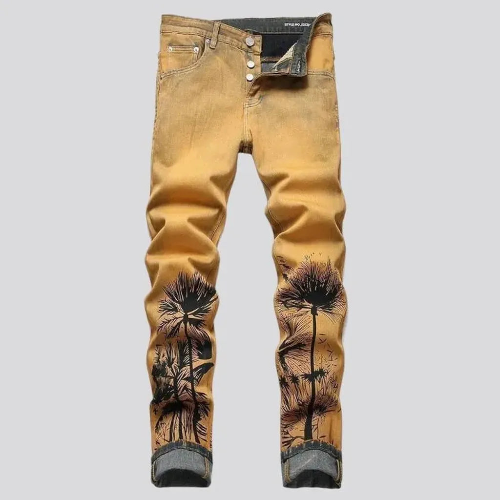Palms-print men's y2k jeans