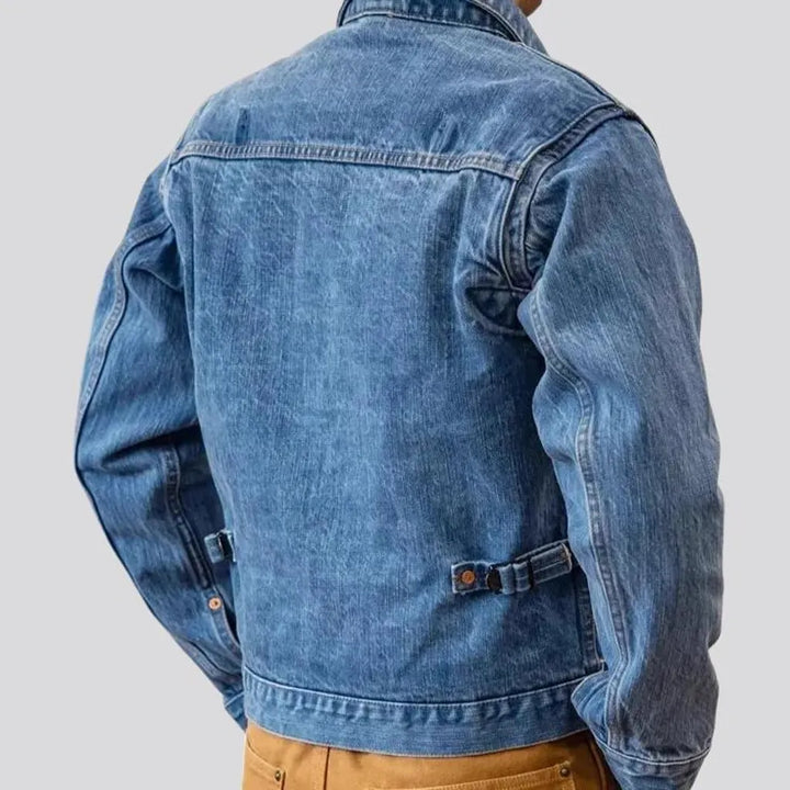 Rugged light wash duty denim jacket for men