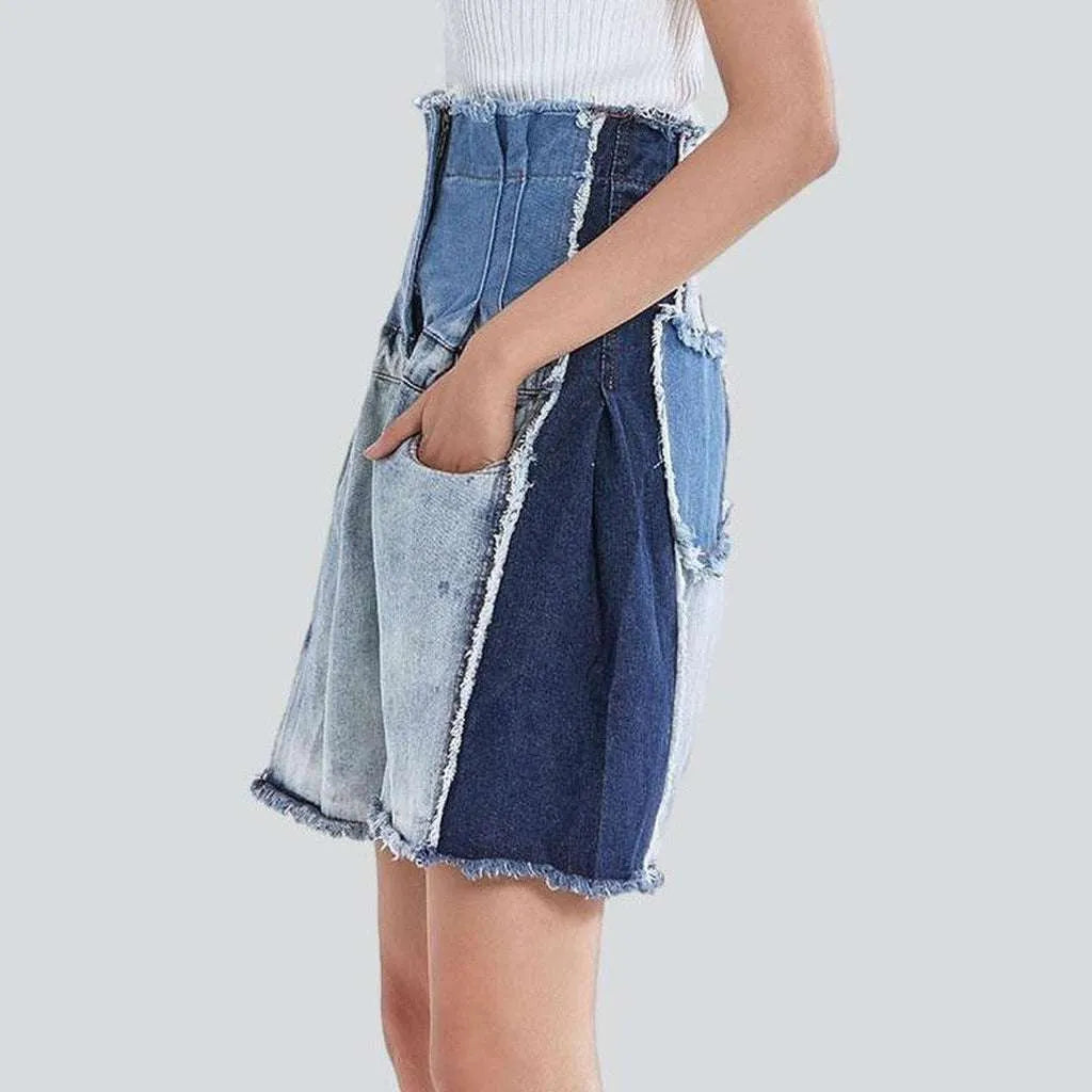 Vintage women's patchwork denim shorts