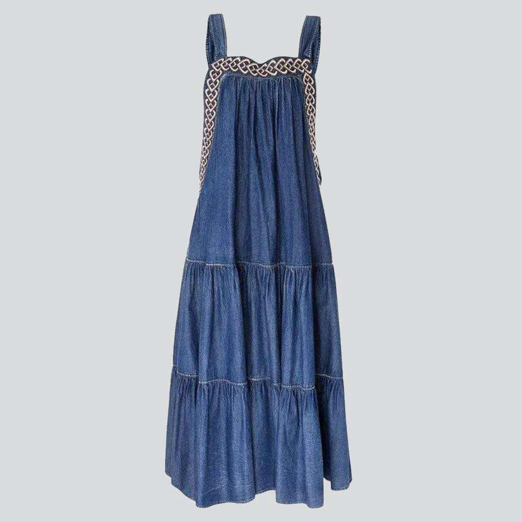 Denim dress with embroidery