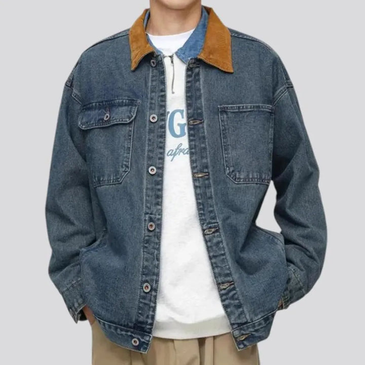 Retro fit denim jacket for men