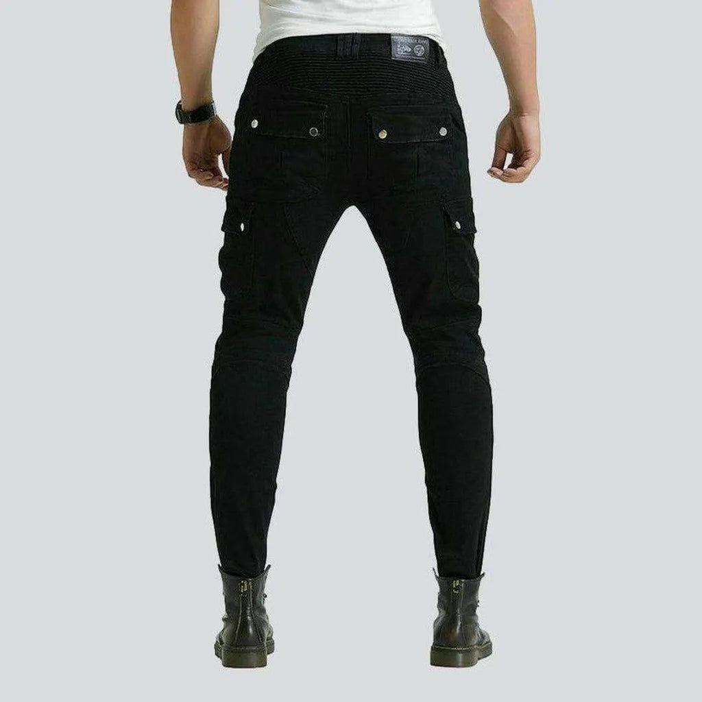 Black biker jeans for men