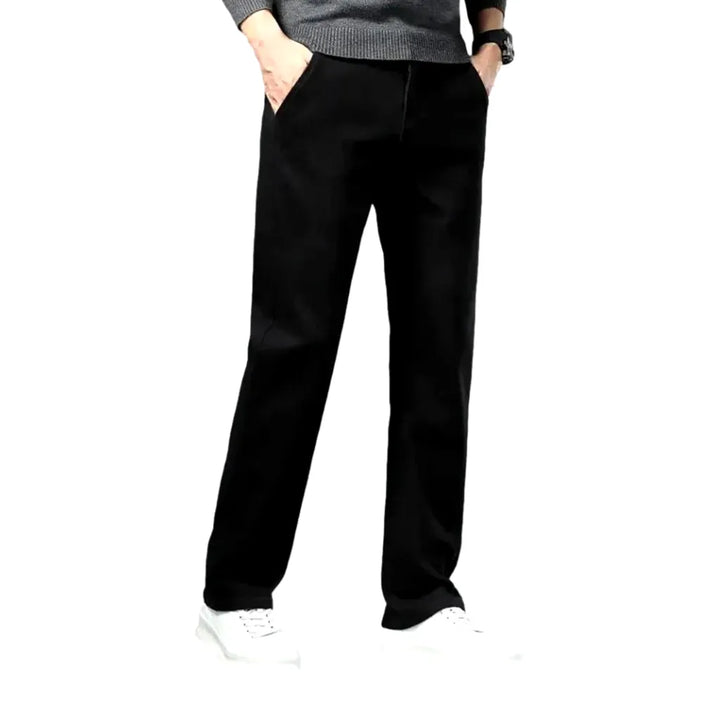 Casual High Waist Tapered Leg Jeans for Men - Black