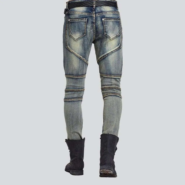 Vintage men's biker denim pants