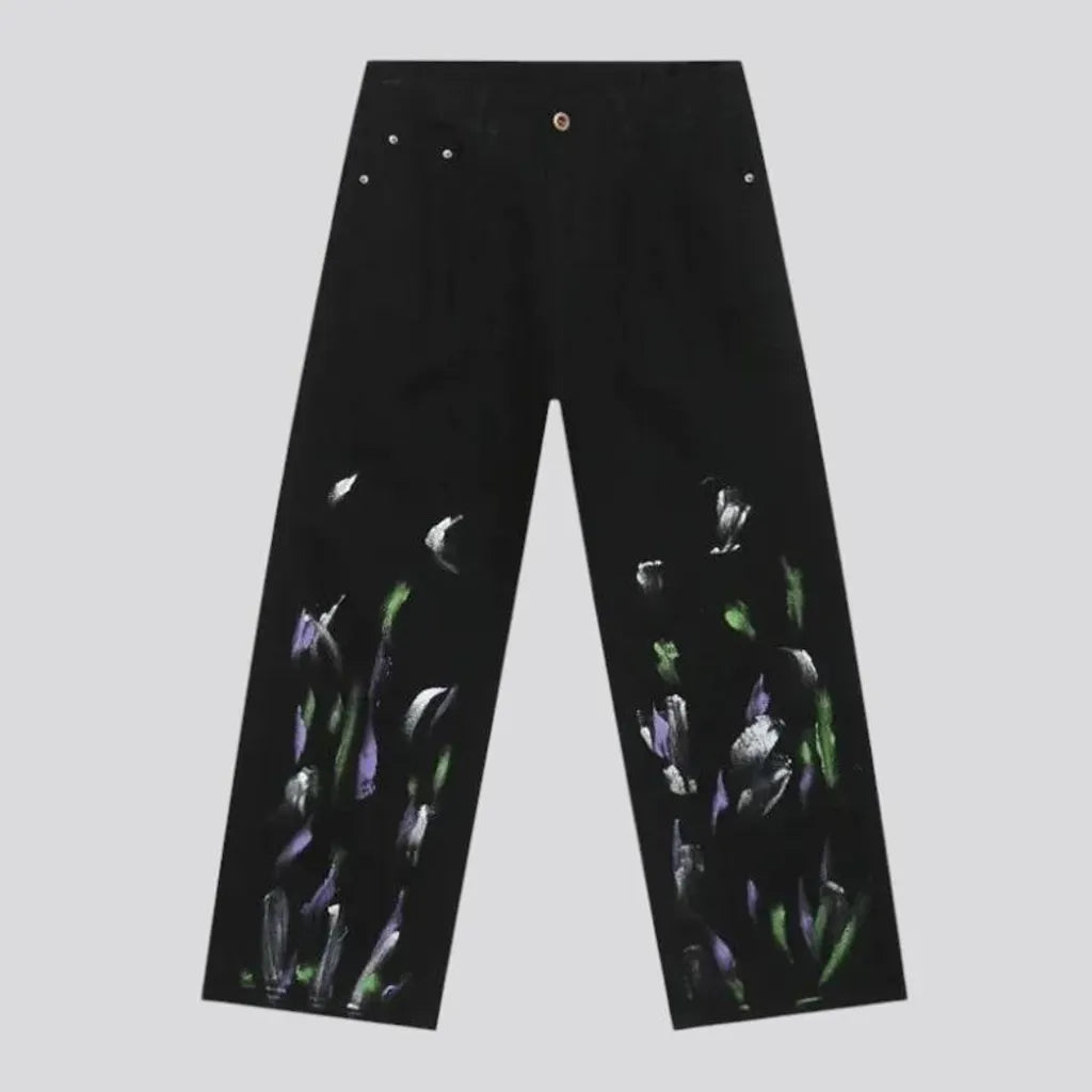 Mid rise painted men's jeans