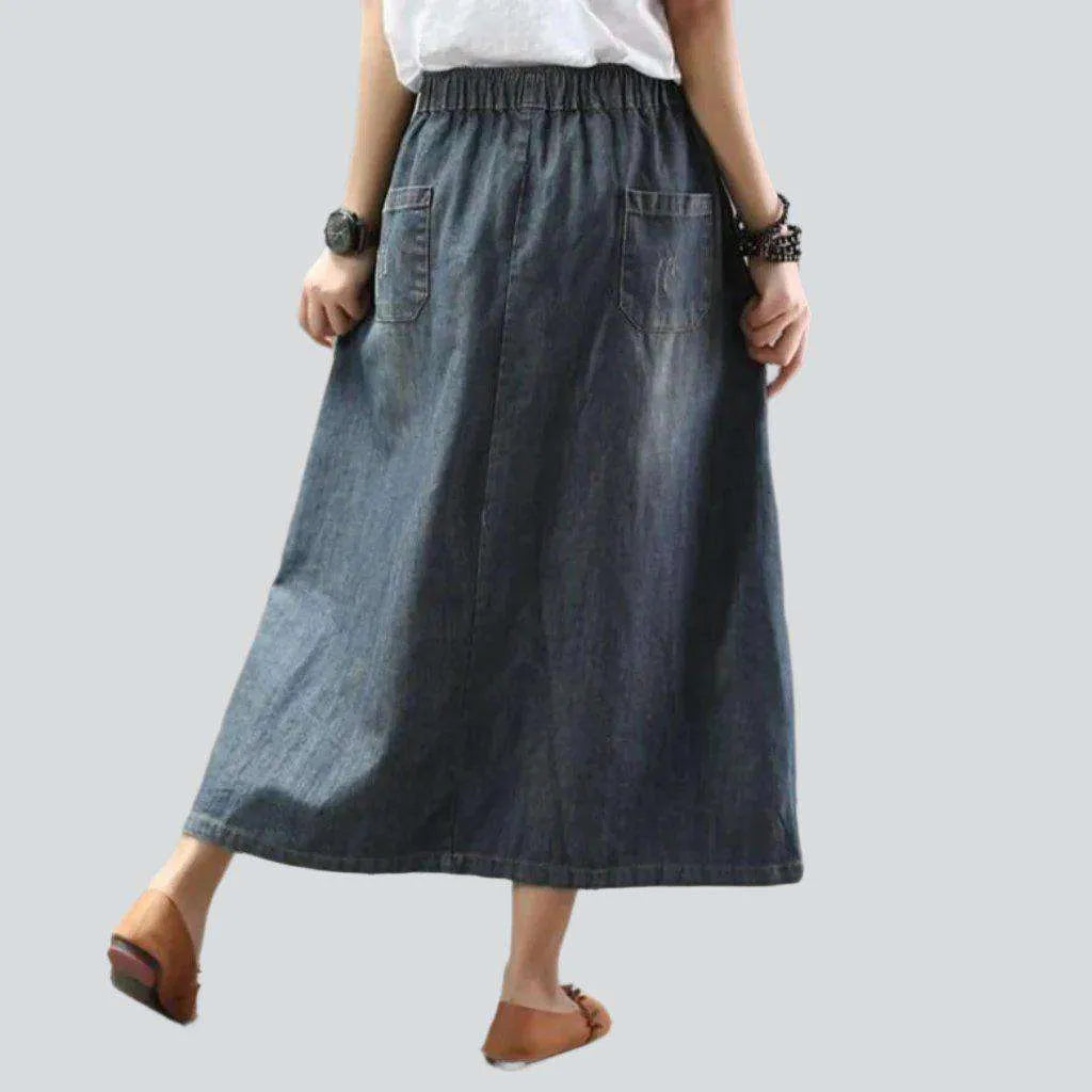 Urban embroidery women's denim skirt