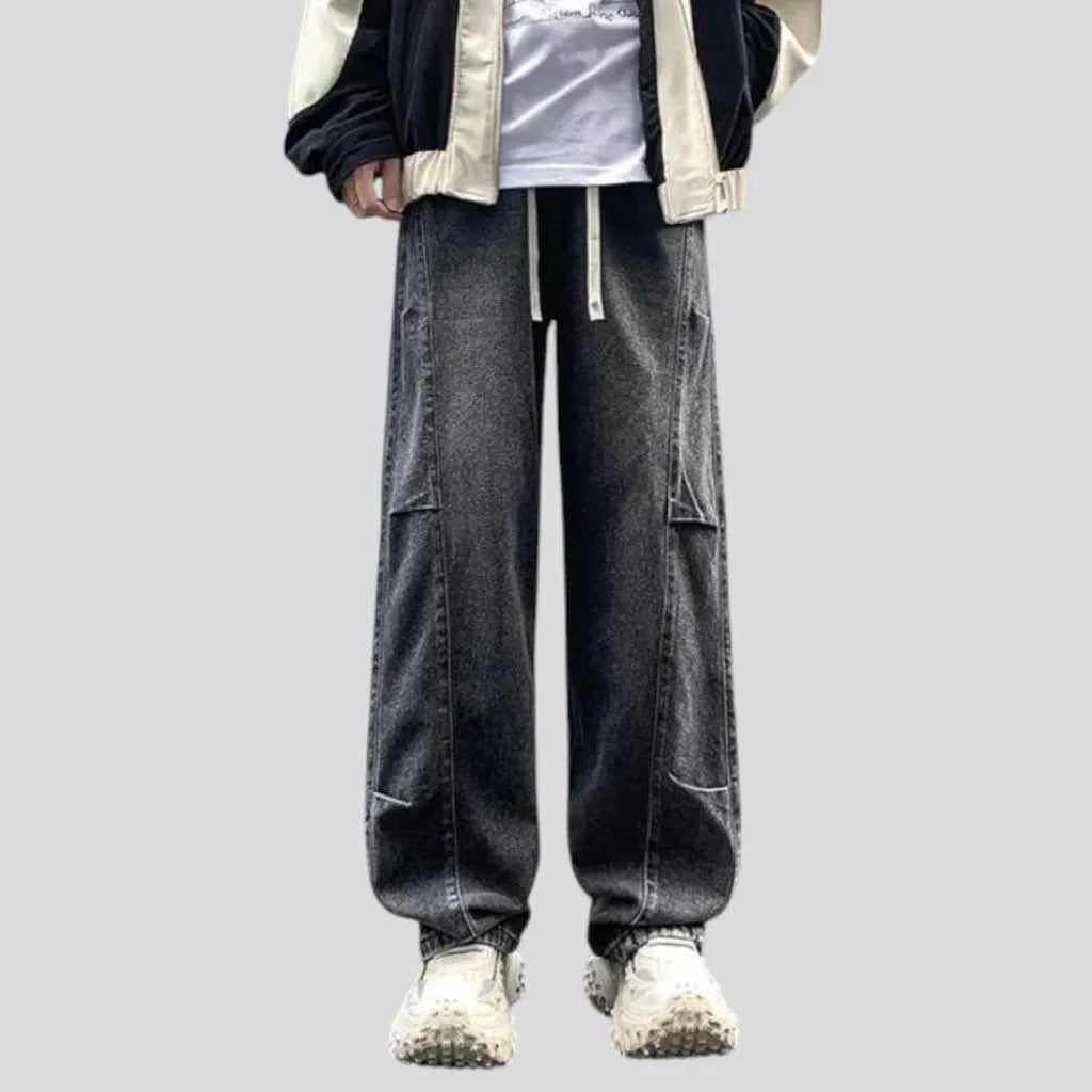 Sanded vintage boho style men's jean joggers