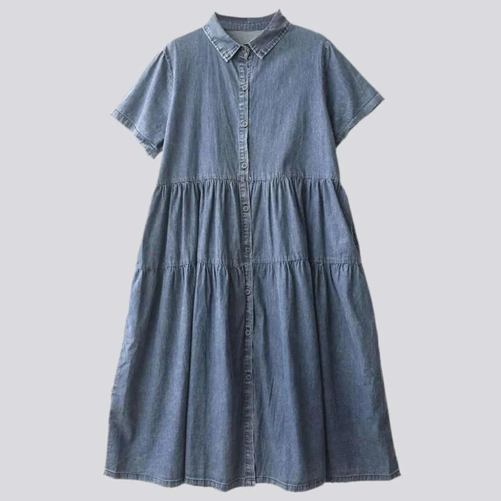 Medium wash medium-wash women's jean dress