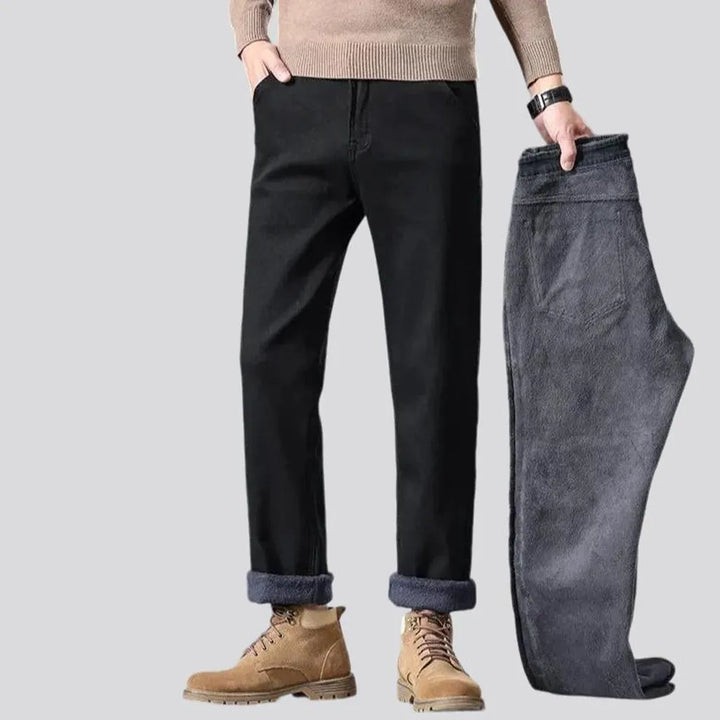 Abraded casual insulated men's jeans