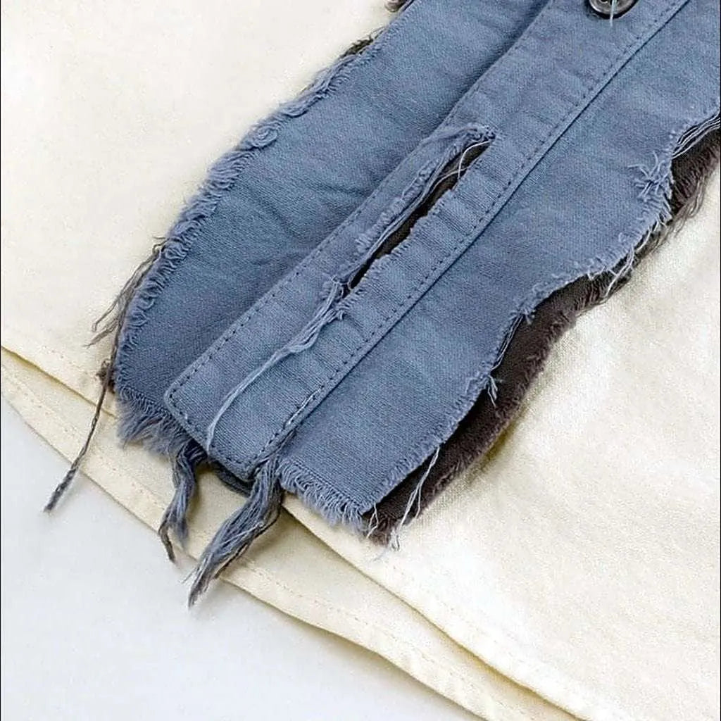 Fashion mixed-fabrics jeans jacket
 for women